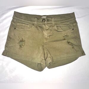 Sneak Peek boutique olive green distressed cuffed denim Jean shorts size small